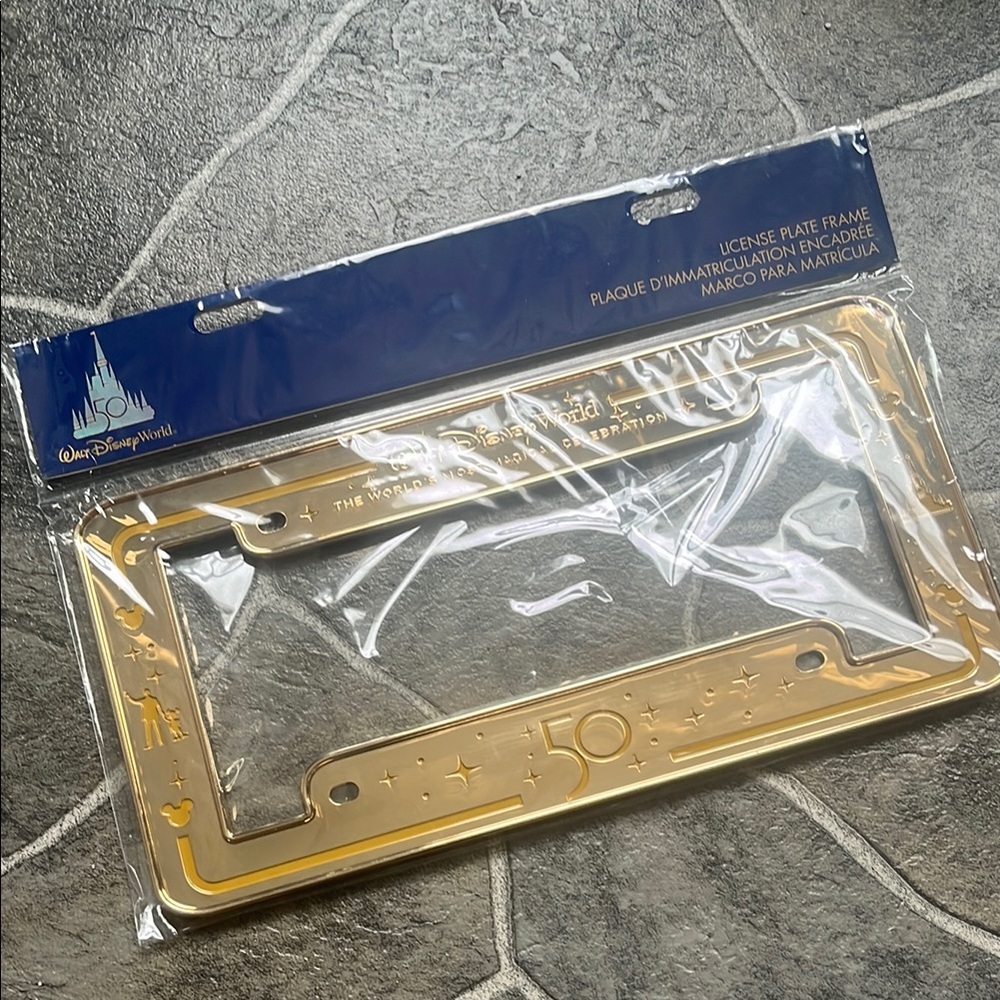 Walt Disney World 50th Anniversary Gold License Plate Frame